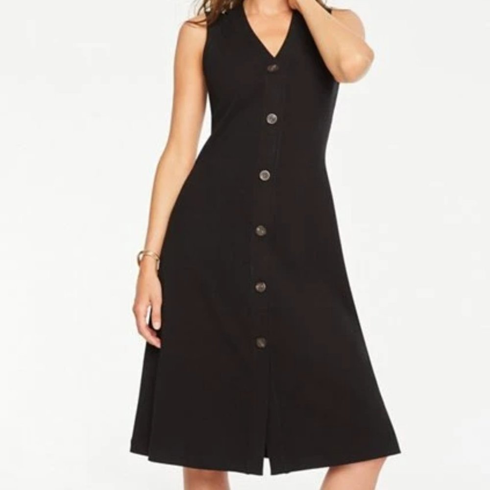 Ann Taylor Sleeveless Button Front Rib Knit Dress